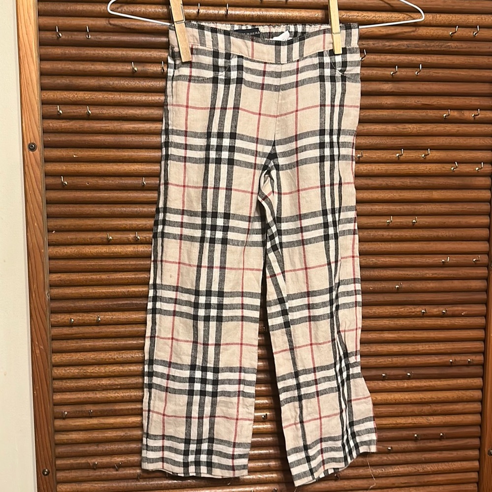 Burberry London kid’s Classic Nova Check linen Pants Size 4